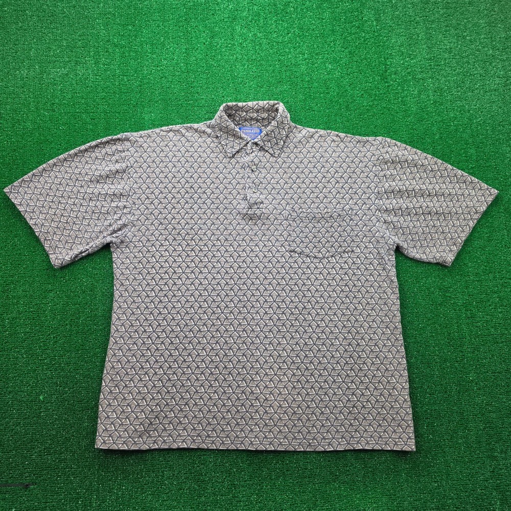 Pendleton Woolen Mills Polo Shirt Mens Large Geometric Knit Front Pocket